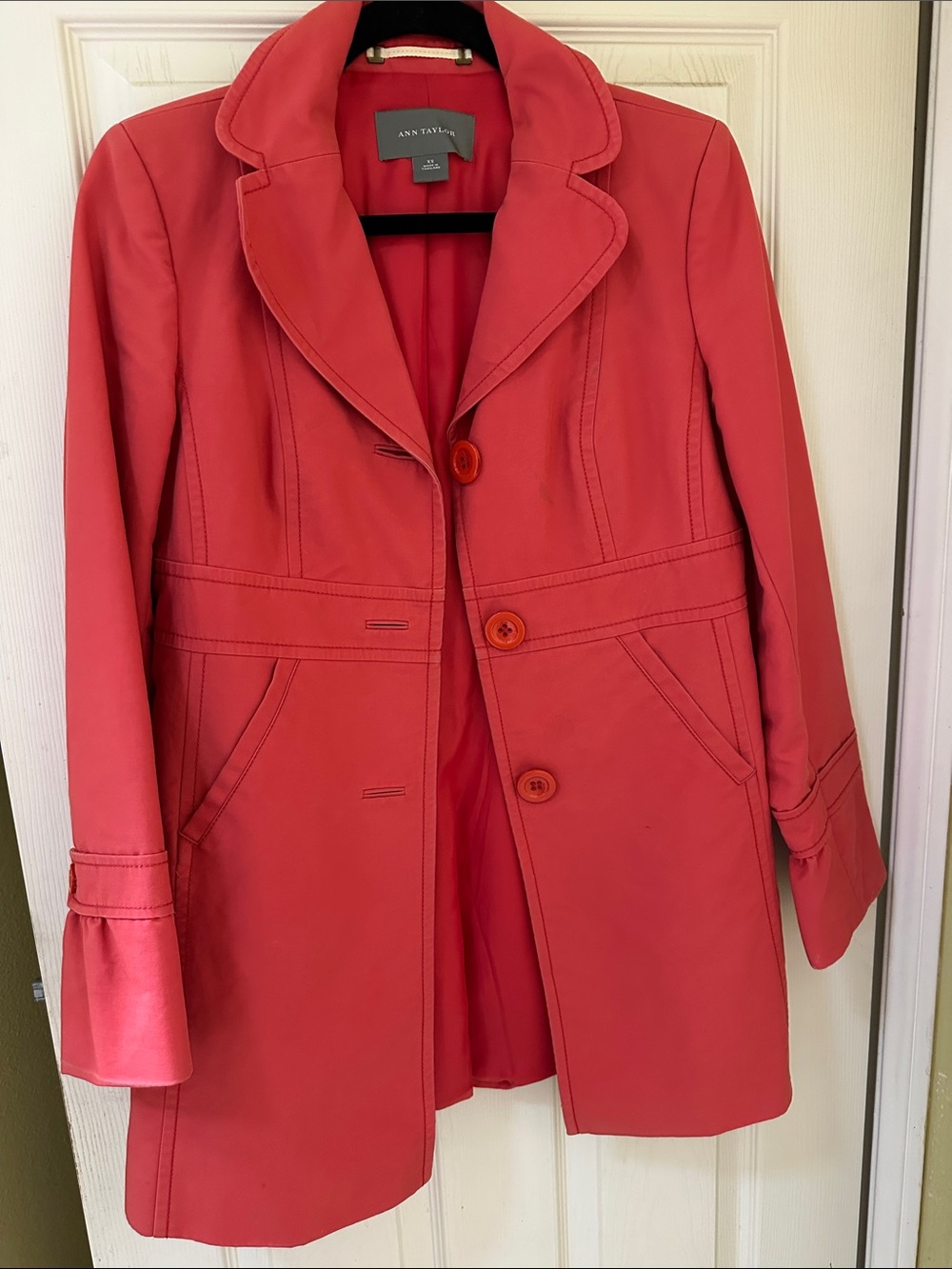 Ann Taylor Coral Tailored Trench Coat